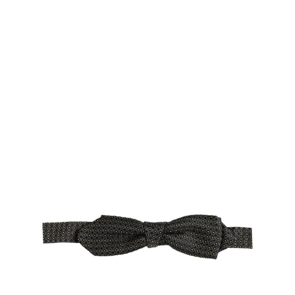 Dolce & Gabbana Men Black Dotted Silk Adjustable Neck Papillon Bow Men's Tie